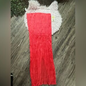 Vibrant Red Textured Scarf